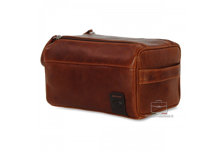 Necessarie beauty case in leather Chestnut/Brown leather WILLIAM