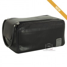 Necessarie carrier traveling , in Black leather - WILLIAM