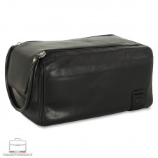 Reise-Necessaire Beautycase aus Leder Schwarz WILLIAM