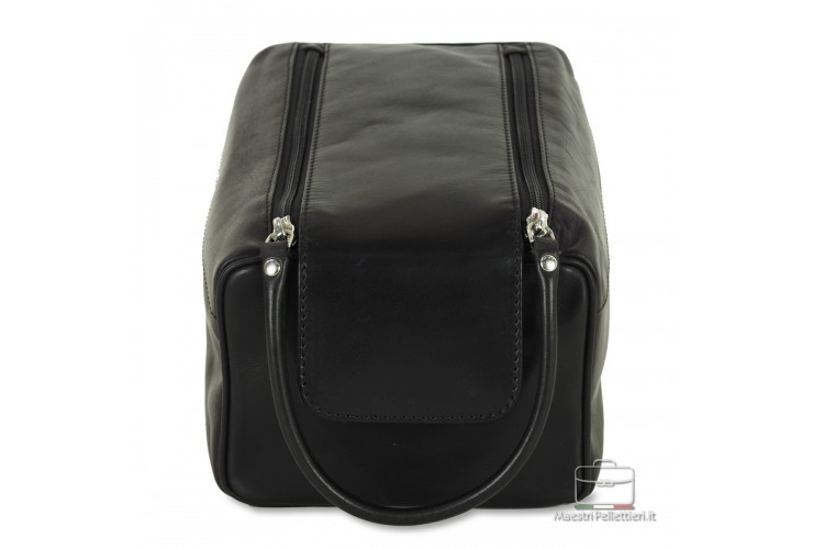 Necessarie beauty case in leather Black WILLIAM Necessarie beauty case in leather Black WILLIAM