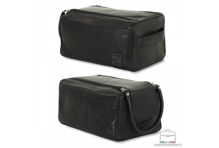 Necessarie beauty case in leather Black WILLIAM Necessarie beauty case in leather Black WILLIAM