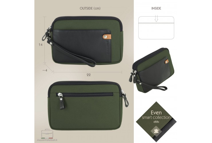 Borsello a mano pochette uomo 8" Verde Borsello a mano pochette uomo 8" Verde