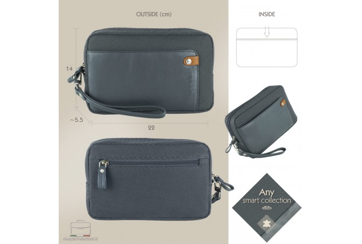 Men's wrist bag "Any" 8" pochette wristlet clutch Grey
