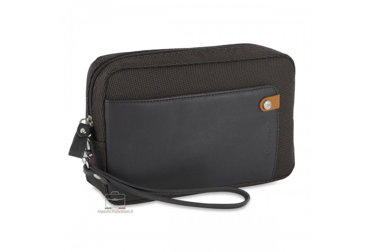 Men's wrist bag 8" pochette wristlet clutch Brown