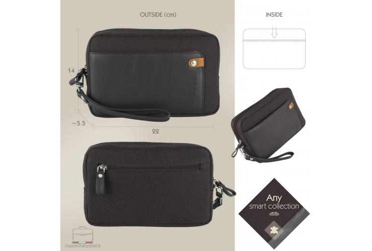 Men's wrist bag 8" pochette wristlet clutch Brown