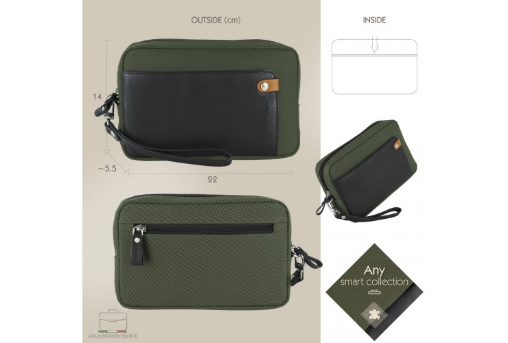 Borsello a mano pochette uomo 8" Verde Borsello a mano pochette uomo 8" Verde