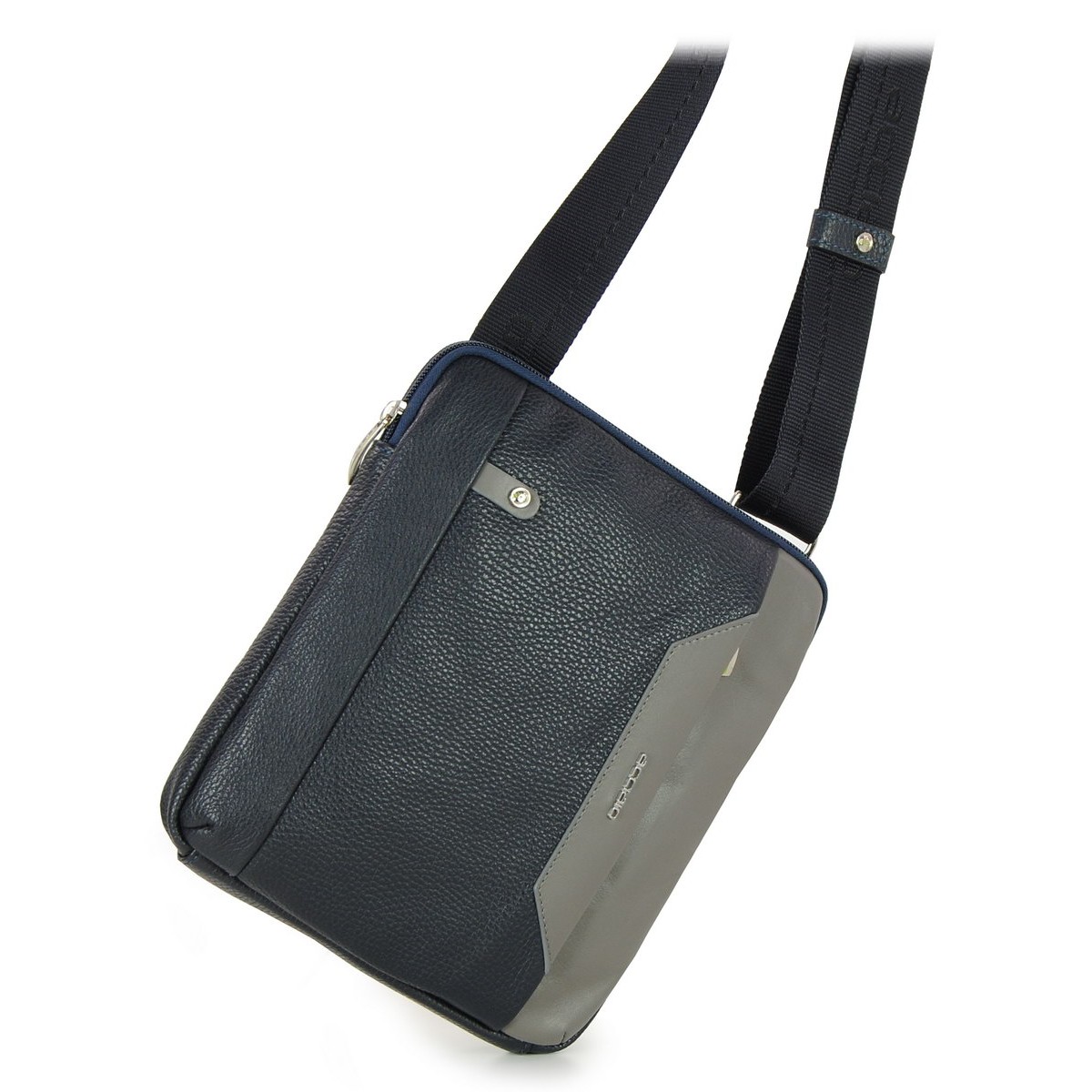 Borsello uomo in pelle Blu porta iPad-Mini |Acciaio