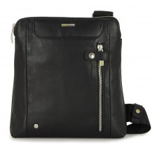 Shoulder bag man in leather Black 9.7''