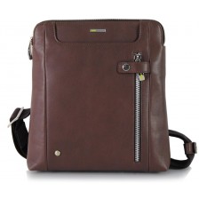 Shoulder bag man in leather Brown 9.7''