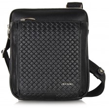 Crossbag leather shoulder bag braided leather Versus Black iPad-pocket 9.7''