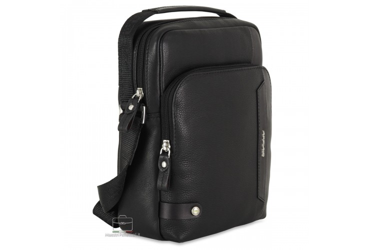 Dorian Herren-Ledertasche Schwarz Dorian Herren-Umhängetasche aus schwarzem Leder von Maestri Pellettieri mit Tragegriff und Schulterriemen