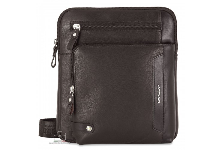 Borsello Uomo Lucian in Pelle Marrone Borsello uomo Lucian Maestri Pellettieri in pelle marrone con tasca frontale e tracolla