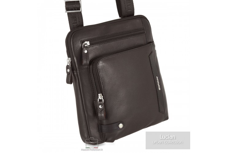 Borsello Uomo Lucian in Pelle Marrone Borsello uomo Lucian Maestri Pellettieri in pelle marrone con tasca frontale e tracolla