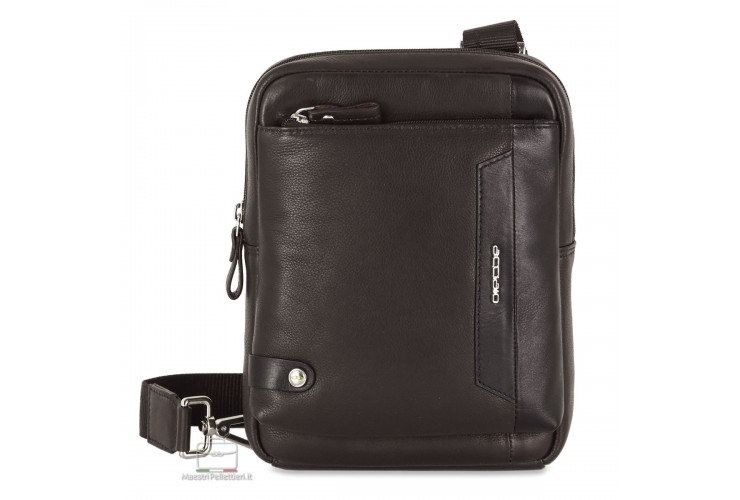 Alan Men's 2-in-1 Brown Leather Bag Alan men's brown leather 2-in-1 bag by Maestri Pellettieri with convertible rear strap attachments