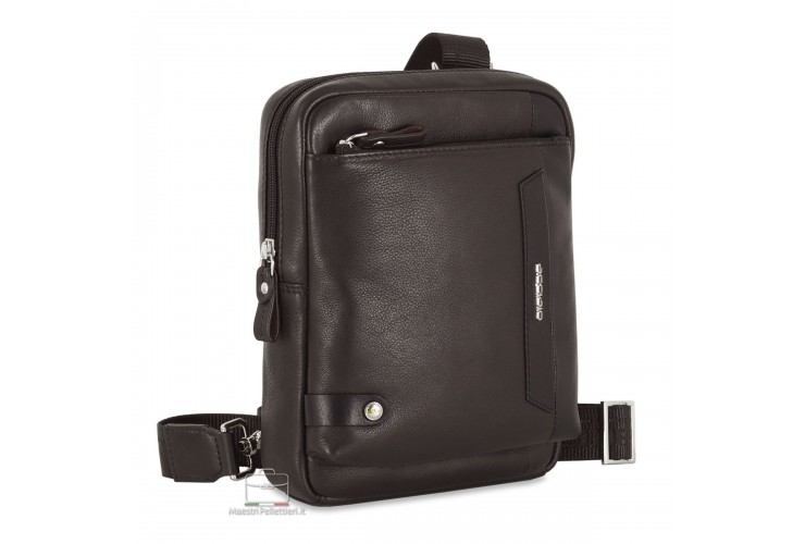 Alan Men's 2-in-1 Brown Leather Bag Alan men's brown leather 2-in-1 bag by Maestri Pellettieri with convertible rear strap attachments