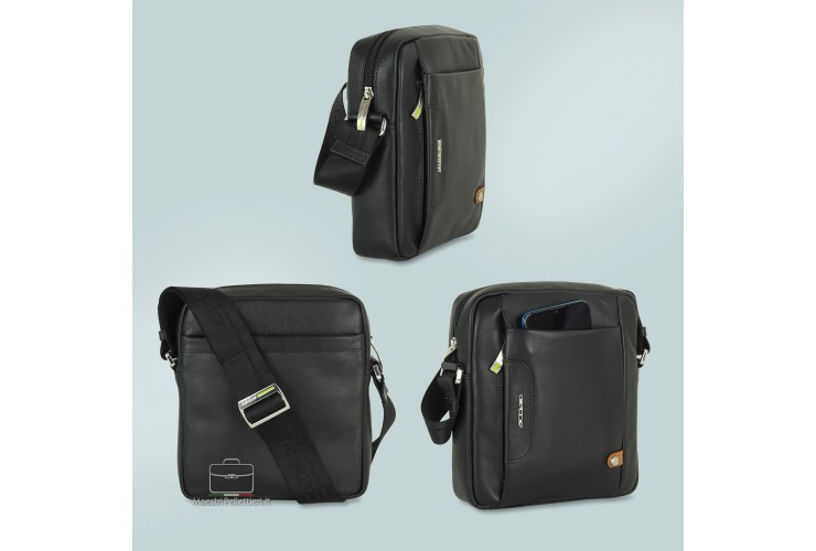 Men's small shoulder bag "Core" in leather Black Men's small shoulder bag "Core" in leather Black
