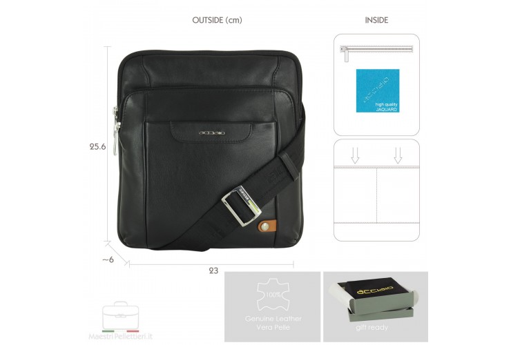 Men's shoulder bag Smash in leather Black Men's shoulder bag Smash in leather Black