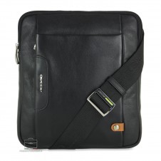 Men's iPad shoulder bag with 2 zip "Fusion" leather Black **incl. gift** Men's iPad shoulder bag with 2 zip "Fusion" leather Black **incl. gift**