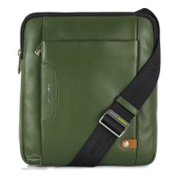Borsello uomo porta iPad doppio vano Fusion in pelle Verde