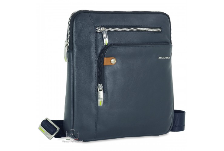 Herren-Umhängetasche „Echo“ aus Leder in Blau Herren-Umhängetasche „Echo“ aus Leder in Blau