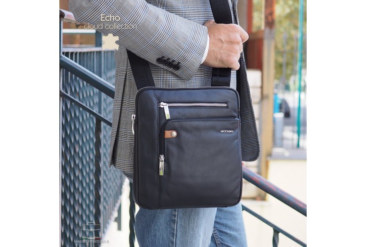 Men's shoulder bag "Echo" leather Moka/Brown