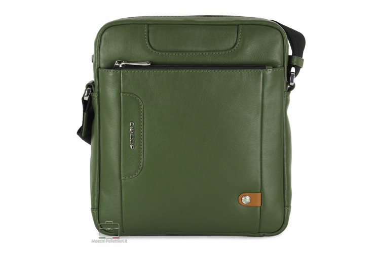 Borsello uomo largo in pelle Verde Borsello uomo largo in pelle Verde