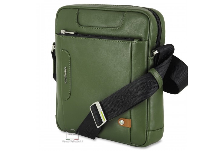 Borsello uomo largo in pelle Verde Borsello uomo largo in pelle Verde