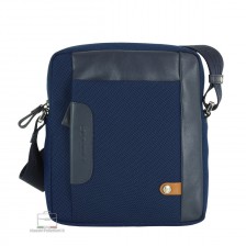Men's shoulder bag small Core in fabric and leather Blue Navy