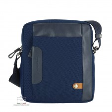 Men's shoulder bag small Core in fabric and leather Navy Blue