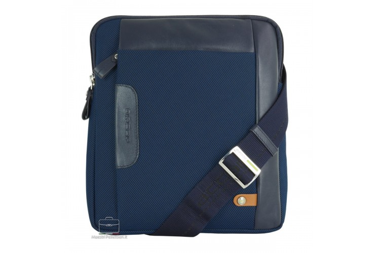 Borsello porta iPad 2 zip Fusion in tessuto e pelle Blu Navy