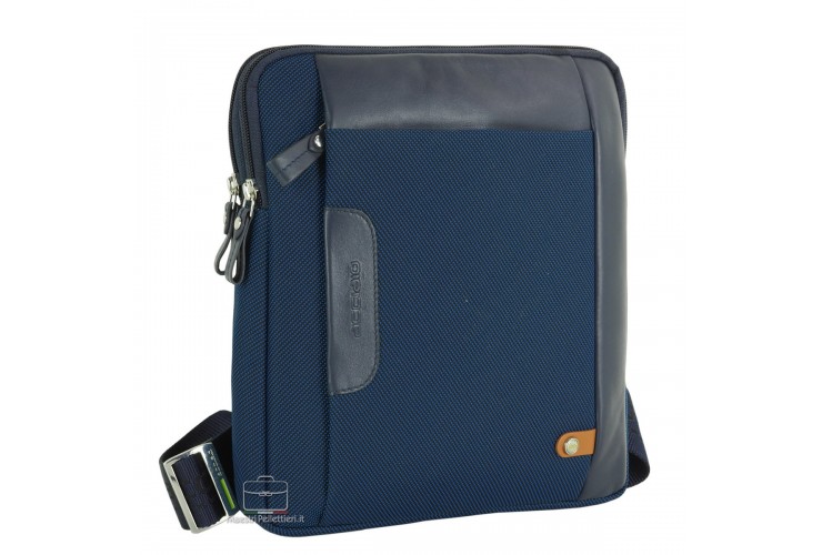 Borsello porta iPad 2 zip Fusion in tessuto e pelle Blu Navy