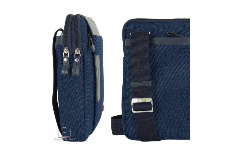 Borsello porta iPad 2 zip Fusion in tessuto e pelle Blu Navy