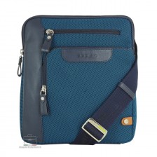 Men's shoulder bag Echo in fabric and leather Blue
