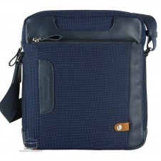 Borsello uomo largo Frame in tessuto e pelle Blu Navy Borsello uomo largo Frame in tessuto e pelle Blu Navy