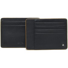 Stylish men's slim wallet, 4cc + 3 docs, with strass, Black/Cognac