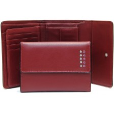Women's elegant wallet coinpocket 7cc in leather with strass Burgundy