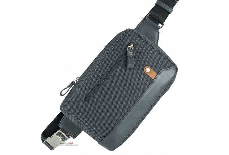 Mono sling Cross bag in fabric and leather Grey Mono sling Cross bag in fabric and leather Grey