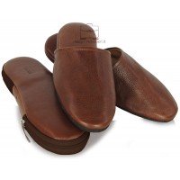 Pantofole da viaggio in pelle Toscana Vegetale Marrone