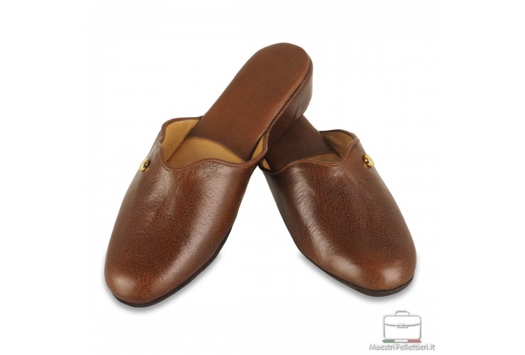 Pantofole donna in pelle Toscana Vegetale Marrone Pantofole donna in pelle Toscana Vegetale Marrone