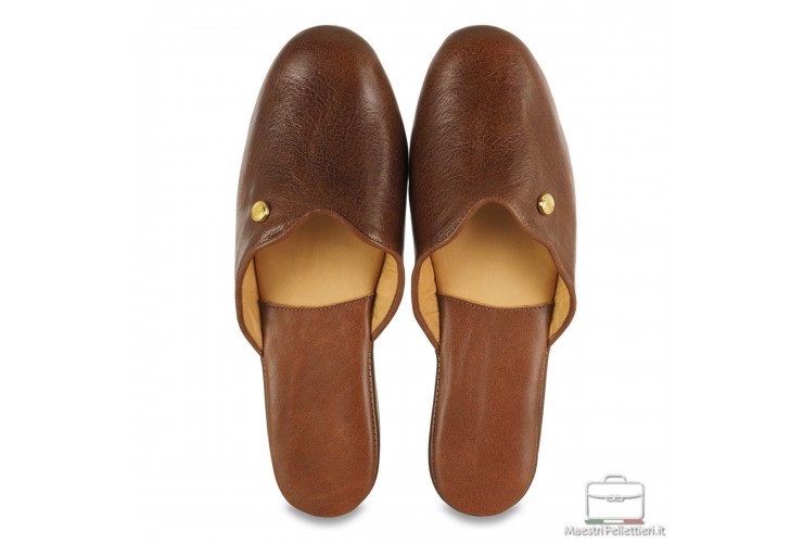 Pantofole donna in pelle Toscana Vegetale Marrone Pantofole donna in pelle Toscana Vegetale Marrone
