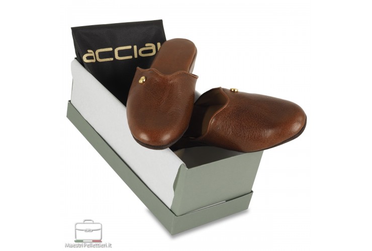 Pantofole donna in pelle Toscana Vegetale Marrone Pantofole donna in pelle Toscana Vegetale Marrone