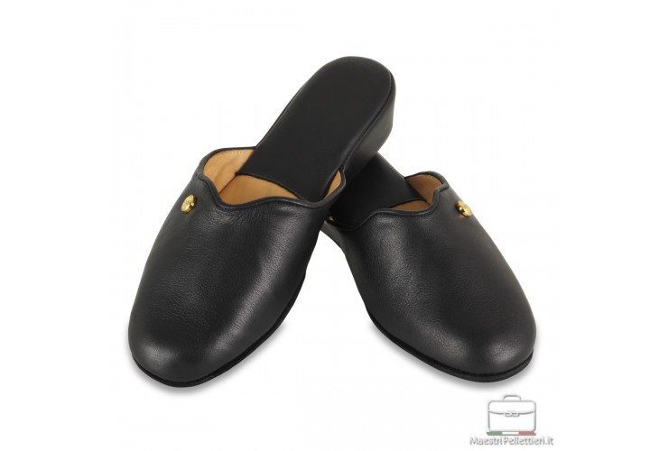 Pantofole donna in pelle morbida Nero Pantofole donna in pelle morbida Nero