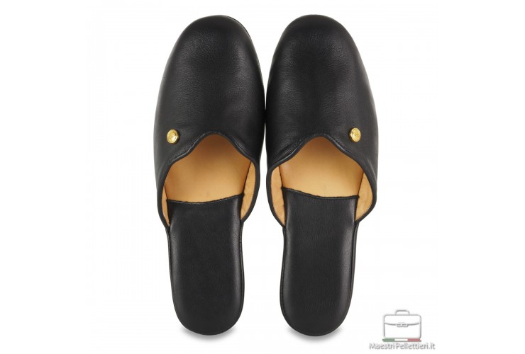 Pantofole donna in pelle morbida Nero Pantofole donna in pelle morbida Nero