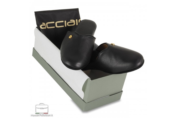 Pantofole donna in pelle morbida Nero Pantofole donna in pelle morbida Nero