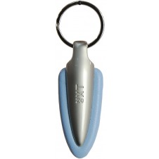 Keyring in leather and metal, Dart shape Sky