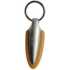 Keyring in leather and metal, Dart shape Honey