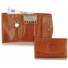 Keyring wallet 6 hooks Cognac
