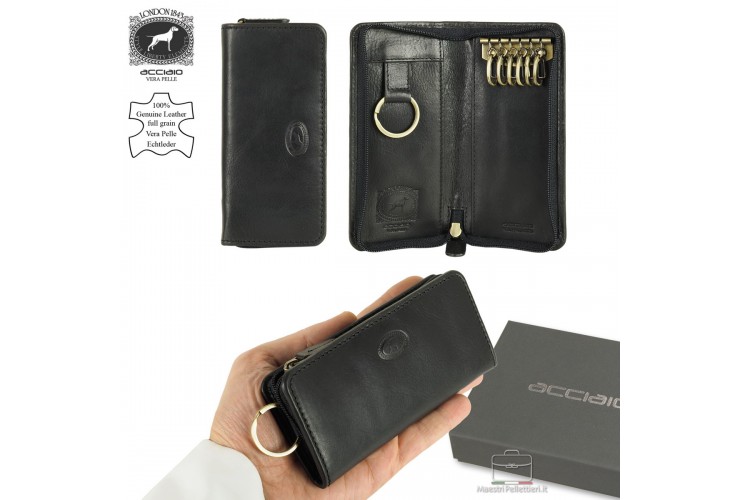Portachiavi zip pelle chiavi lunghe Nero Portachiavi zip pelle chiavi lunghe Nero