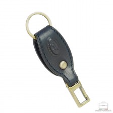 Leather keyring with snap hook and ring Blue