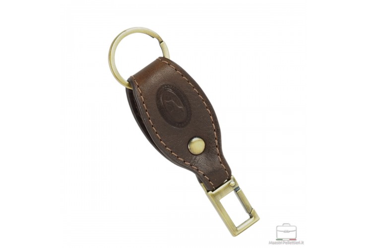 Schlüsselanhänger mit Karabinerhaken aus Leder Braun/Moka Schlüsselanhänger mit Karabinerhaken aus Leder Braun/Moka